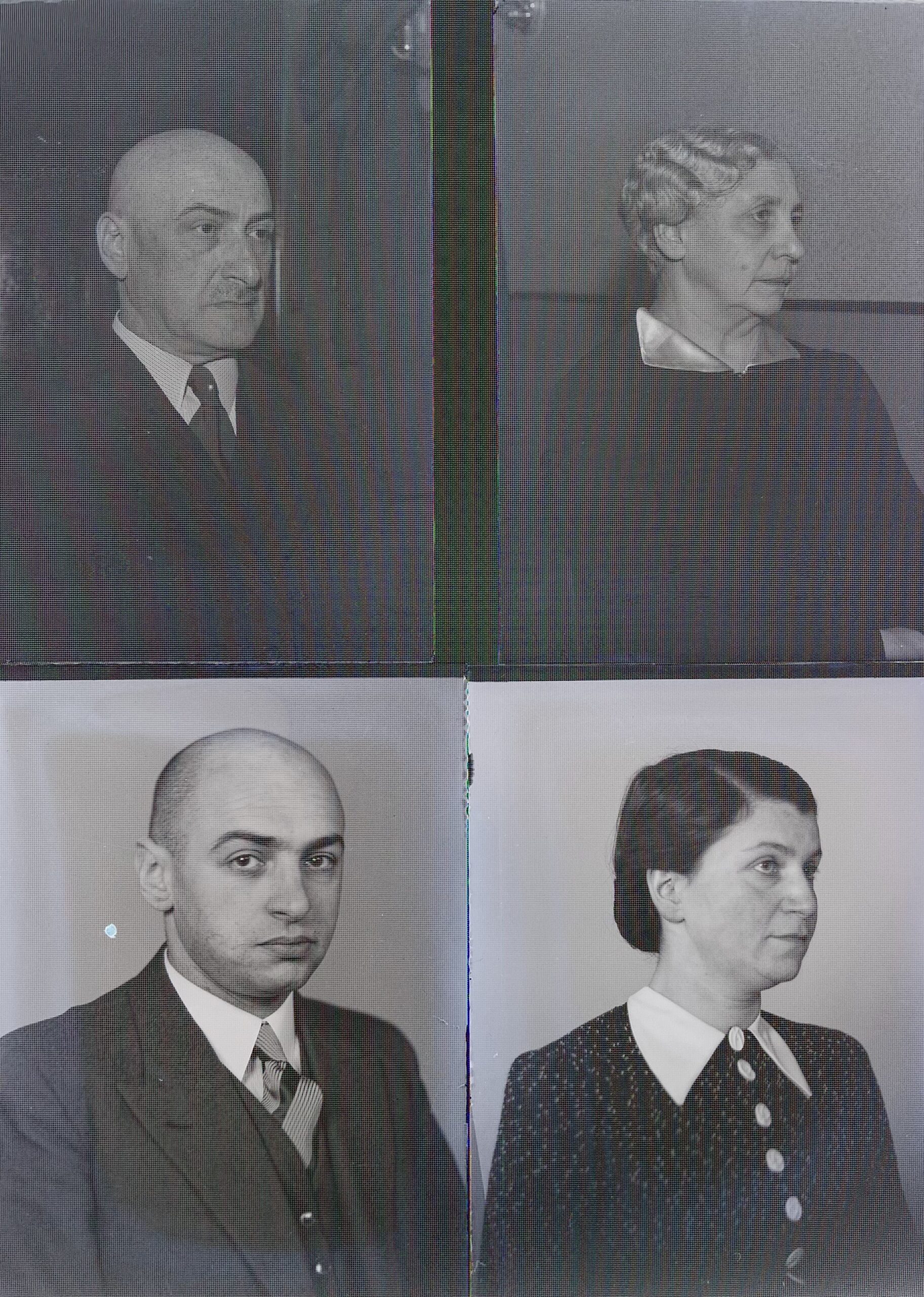 Historical portrait photographs arranged in two rows, one above the other. The top two portraits show Bernhard and Martha Ringer, and the bottom row shows Hans and Ruth Ringer.